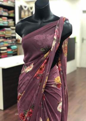 Classic Smooth Gorgette with Digital Print In Grey and Wine Georgette Sarees
