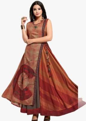 Designer Fancy Rayon Printed Kurtis In Maroon