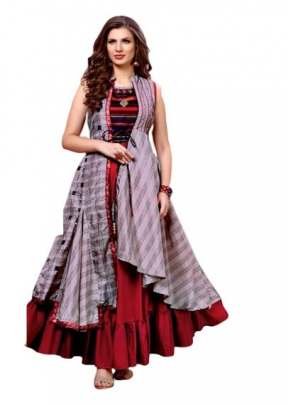 Designer Fancy Rayon Printed Kurtis In Red