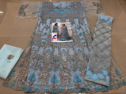 Designer Havy Embroidery Beautiful Pakistani Suit In Light Blue