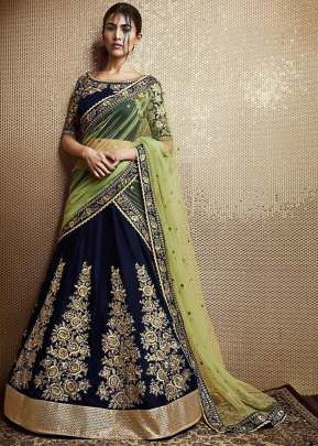 Designer Lehenga Navy Blue Color For  wedding lehenga