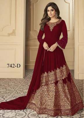 Designer Maroon Color Faux Georgette Codding Embroidery work Suit designer suits