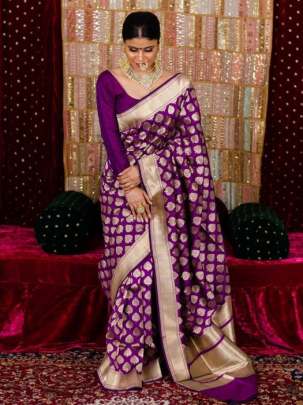 Designer Organic Banarasi Sarees In Purple Color Royal Saree Sarees