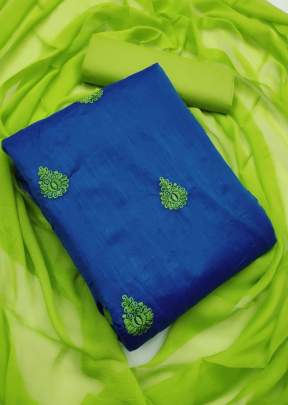 Exclusive Chanderi Dress Material In Sky Blue Dress Material