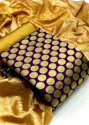 Exclusive Designer Banarasi Silk Dress Material InPurple