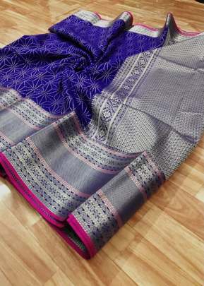 Exclusive Designer Banarasi Silk Saree With  Jacquard Pallu In Royal Blue