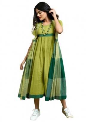 Exclusive Designer Fancy Cotton Degital Print Kurtis In Pista Designer Kurtis