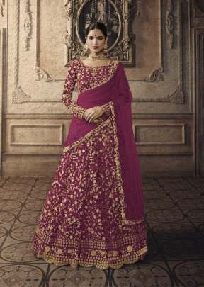 Exclusive Designer Lehnga Choli With Embroidery Work In Rani