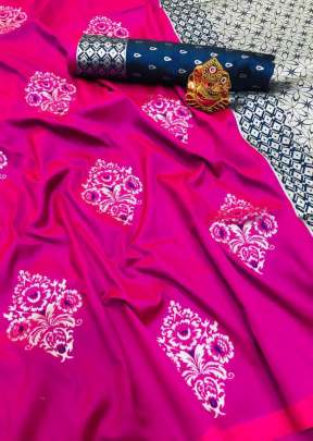 Exclusive Designer Lichi Silk Saree With Zari design In Pink