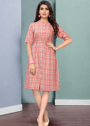 Exclusive Designer Reyon Twill Kurtis In Peach kurtis