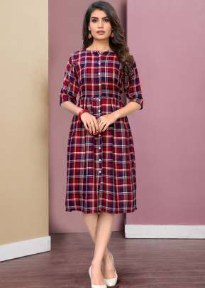 Exclusive Designer Reyon Twill Kurtis In Red kurtis