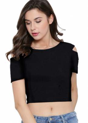 Exclusive Fancy Crop Top In Black western wear