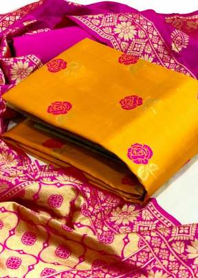 Exclusive Fancy Designer Banarasi Silk Dress Material In Yellow salwar suits