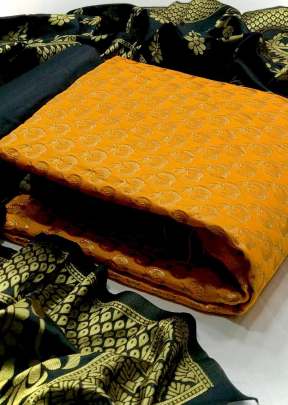 Exclusive Fancy Designer Banarasi Silk Dress Material In Yellow salwar suits