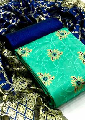 Exclusive Fancy Designer Banarasi Silk Dress Material In Light Green