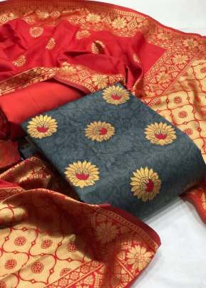 Exclusive Fancy Designer Banarasi Silk Dress Material In Grey salwar suits