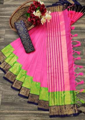 Exclusive Fancy Designer Soft Cotton Saree In Pink cotton sarees