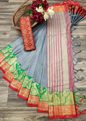 Exclusive Fancy Designer Soft Cotton Saree In Grey cotton sarees