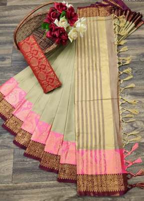 Exclusive Fancy Designer Soft Cotton Saree In Cream cotton sarees