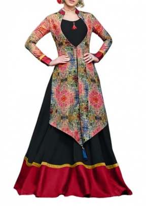Exclusive Fancy Maslim Cotton Rayon Kurtis With Digital Print In Black And Red kurtis