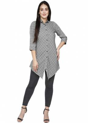 Exclusive Fancy Yarn Dayed Reyon Long Shirt In Grey