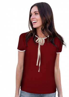 Fancy Designer Maroon Top With Off Solder Sleeves. top