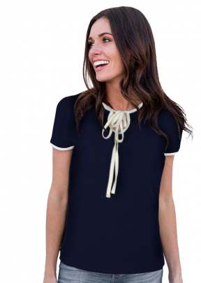 Fancy Designer Navy Blue Top With Off Solder Sleeves. top