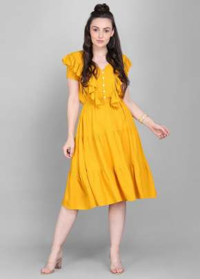 Fancy Designer Reyon Kurtis In Yellow kurtis