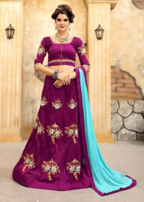 Fancy Designer Soft Tikki Silk  Lehnga In Purple