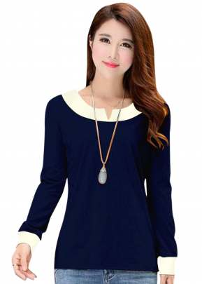 Fancy Look Navy Blue Top With Full Sleeves western wear