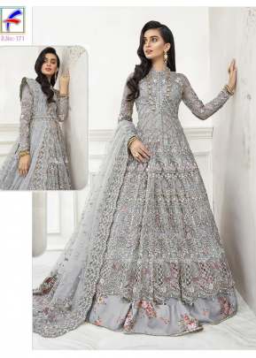 Grey Color Sequence Embroidery Work Pakistani Suit  designer suits