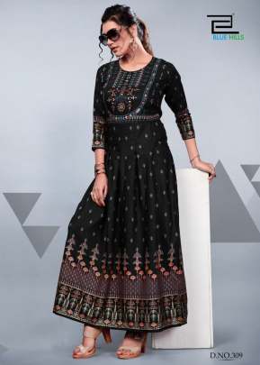 Gulzaar Vol 1 Trending Anarkali style Kurti in Hot Black color  Anarkali Kurtis