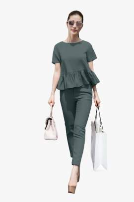 Hexa-Gon Imported Olive Green Color Top Pent  Pant