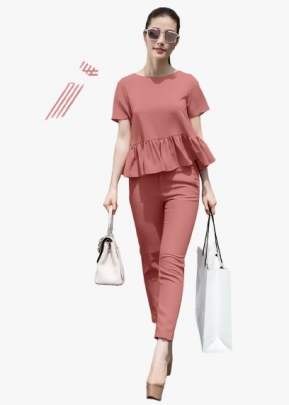 Hexa-Gon Imported Peach Color Top Pent  Pant
