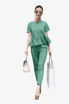 Hexa-Gon Imported Pista Color Top Pent  Pant