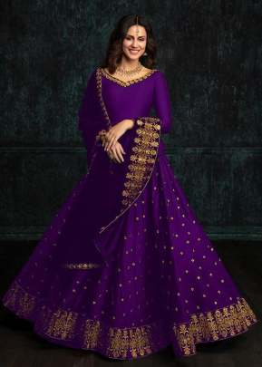 New Classic Tapeta Silk Lehnga With Embroidery Work In Purple