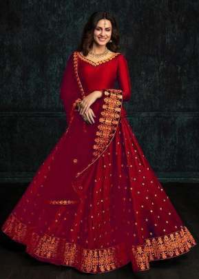 New Classic Tapeta Silk Lehnga With Embroidery Work In Red
