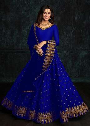 New Classic Tapeta Silk Lehnga With Embroidery Work In Blue lehenga