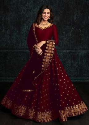 New Classic Tapeta Silk Lehnga With Embroidery Work In Maroon