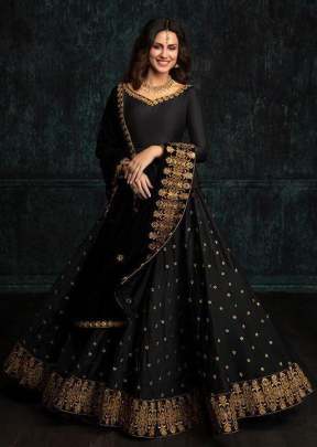 New Classic Tapeta Silk Lehnga With Embroidery Work In Black lehenga choli