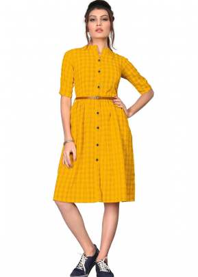 New Fancy Designer Pure Cotton Kurtis In Yellow kurtis