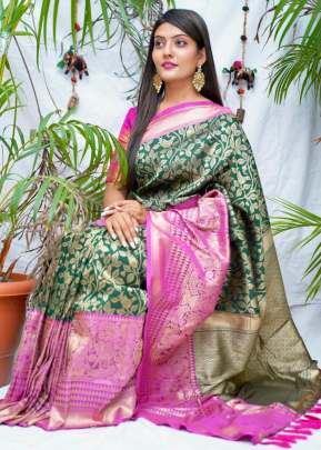 New Trendy Kanchipuram Silk Saree In Bottle Green Kanchipuram Silk Saree