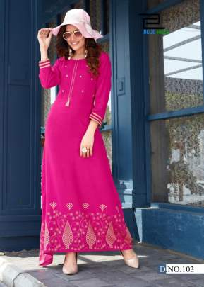 Party Wear Pink Long Gown Type Kurti With Foil Print And Mirror Hand Work VIRTA-3 kurtis