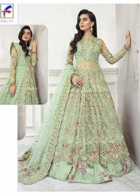 Pista Color Sequence Embroidery Work Pakistani Suit  designer suits