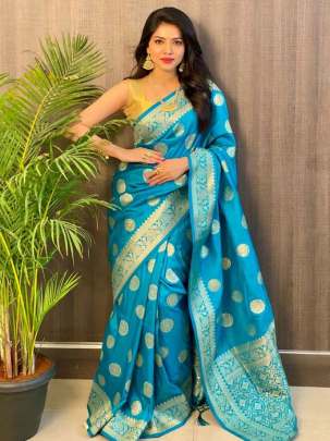 Pure Silk With zari Weaving Two Tone Sky Color Saree Sarees
