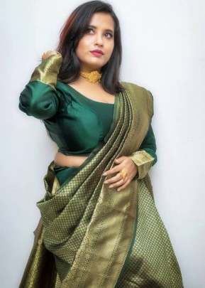 Rich Mehandi Look Presenting Enchanting Yet Breathable Organic Banarasi 