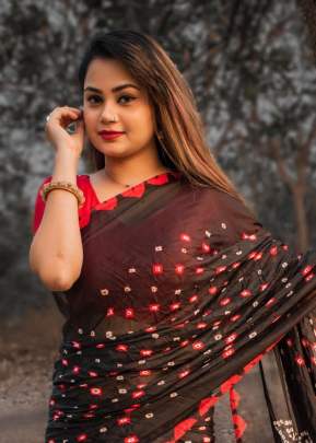 Summer Special Hand Made Bandhani Saree In Brown BANDHANI SAREE