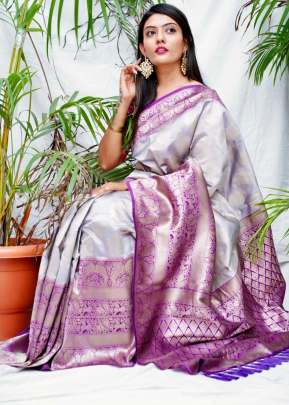 TaanishQa Vol-2 GREY Banarasi Silk Saree