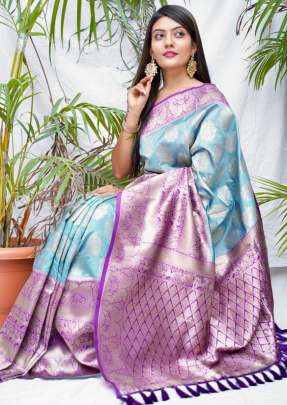 TaanishQa Vol-2 LIGHT SKY BLUE Jacquard Saree