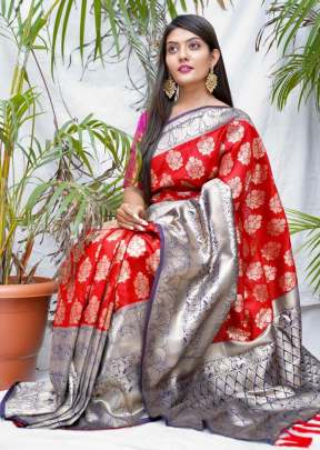 TaanishQa Vol-2 RED WITH RAMA Sarees